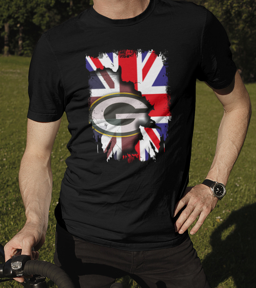 United Kingdom Union Jack With Green Bay Packers T-Shirt