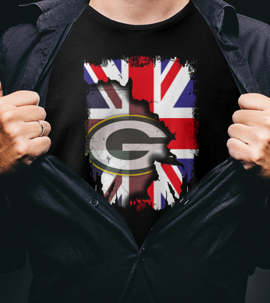United Kingdom Union Jack With Green Bay Packers T-Shirt