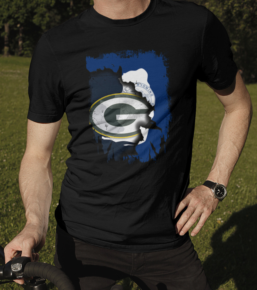 Wyoming State And Green Bay Packers Fusion T-Shirt