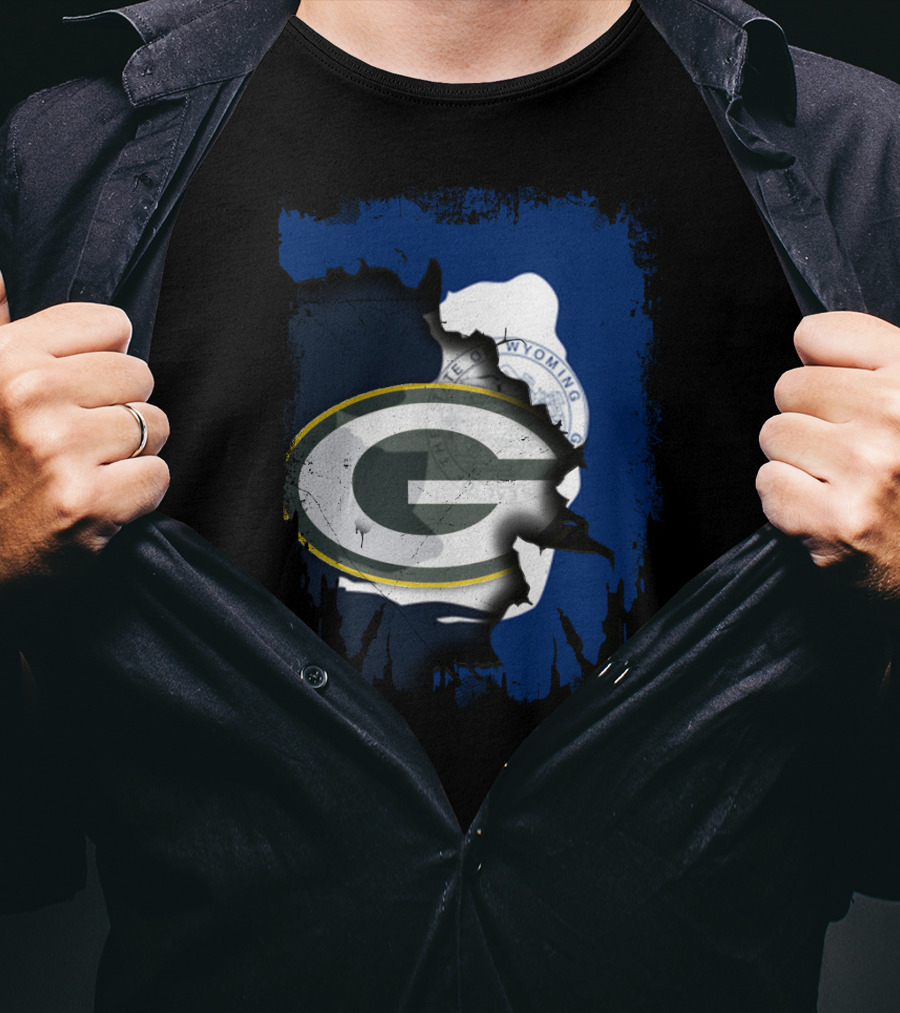 Wyoming State And Green Bay Packers Fusion T-Shirt