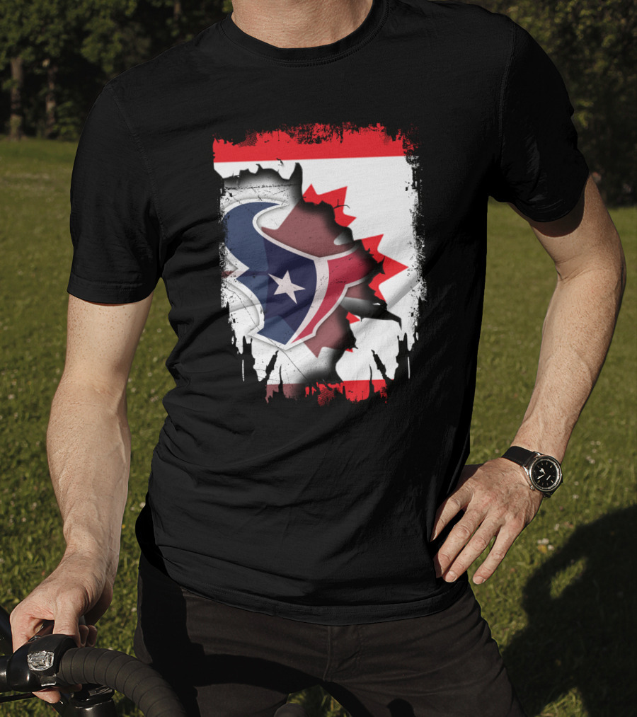 Together Canada With Texans Houston Football Emblem And Canadian Flag Integration T-Shirt