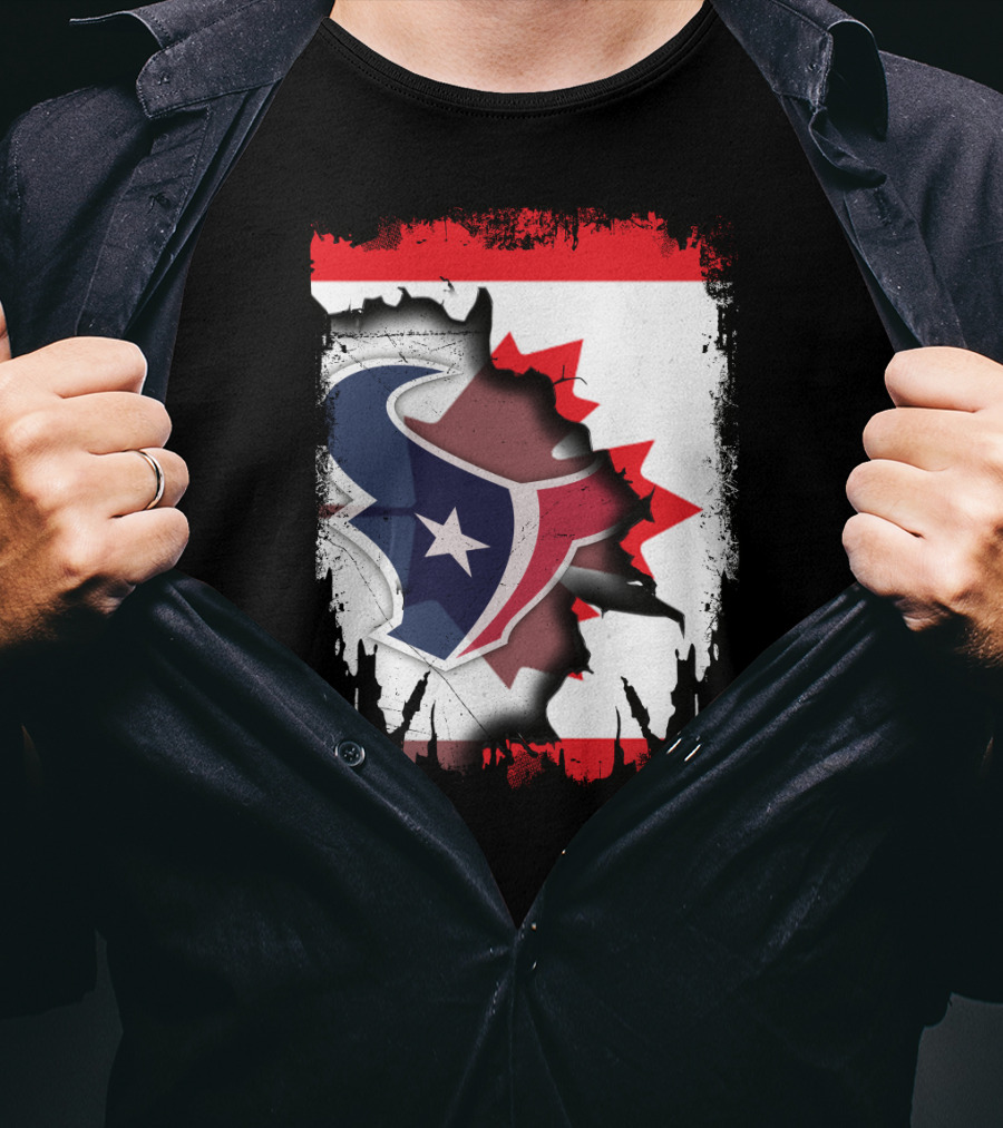 Together Canada With Texans Houston Football Emblem And Canadian Flag Integration T-Shirt