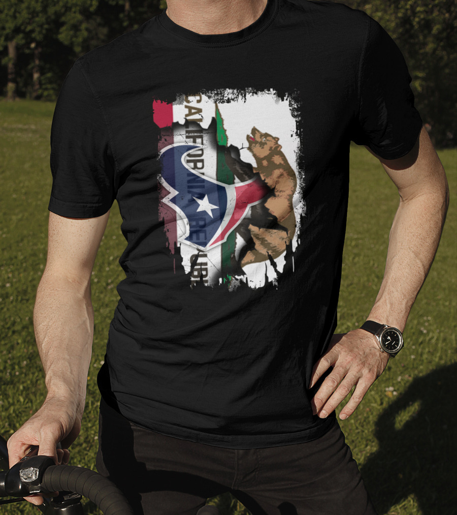 California Republic Meets Texas Emblem With Bear And Lone Star Fusion T-Shirt