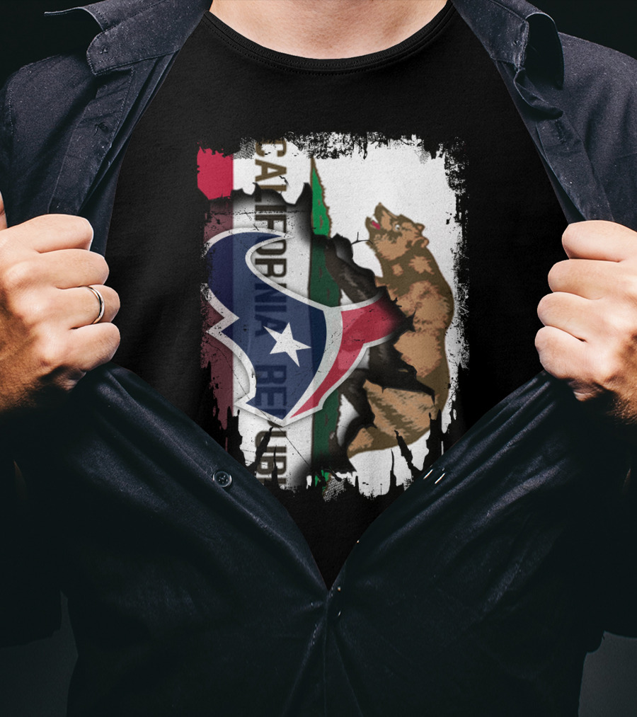 California Republic Meets Texas Emblem With Bear And Lone Star Fusion T-Shirt