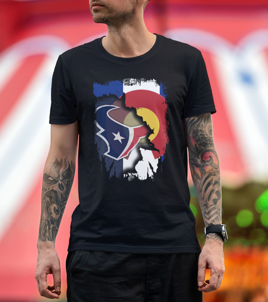 Together Colorado With Texans Flag and Houston Texans Logo Collaboration T-Shirt