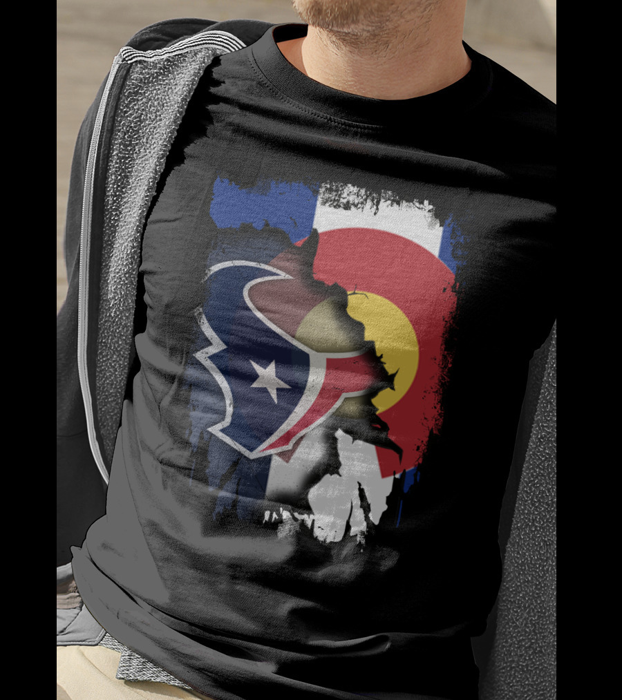 Together Colorado With Texans Flag And Houston Texans Logo Collaboration T-Shirt