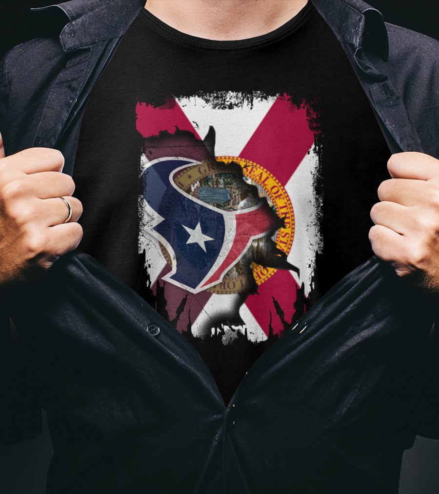 Florida Flag With Houston Texans Logo Fusion T-Shirt