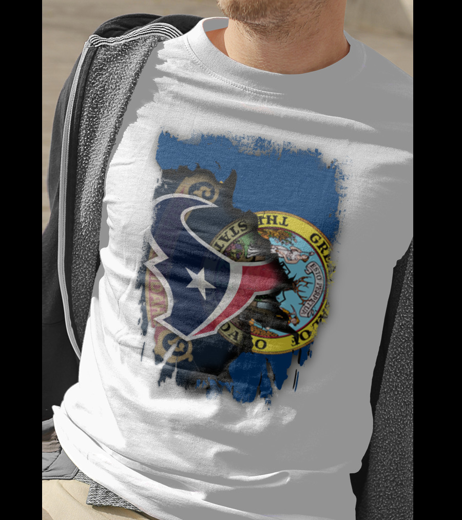 Idaho State Seal And Houston Texans Logo Fusion T-Shirt