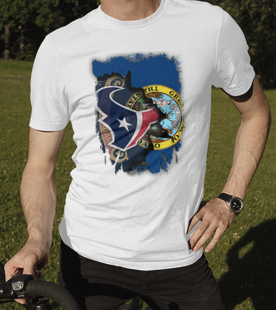 Idaho State Seal And Houston Texans Logo Fusion T-Shirt