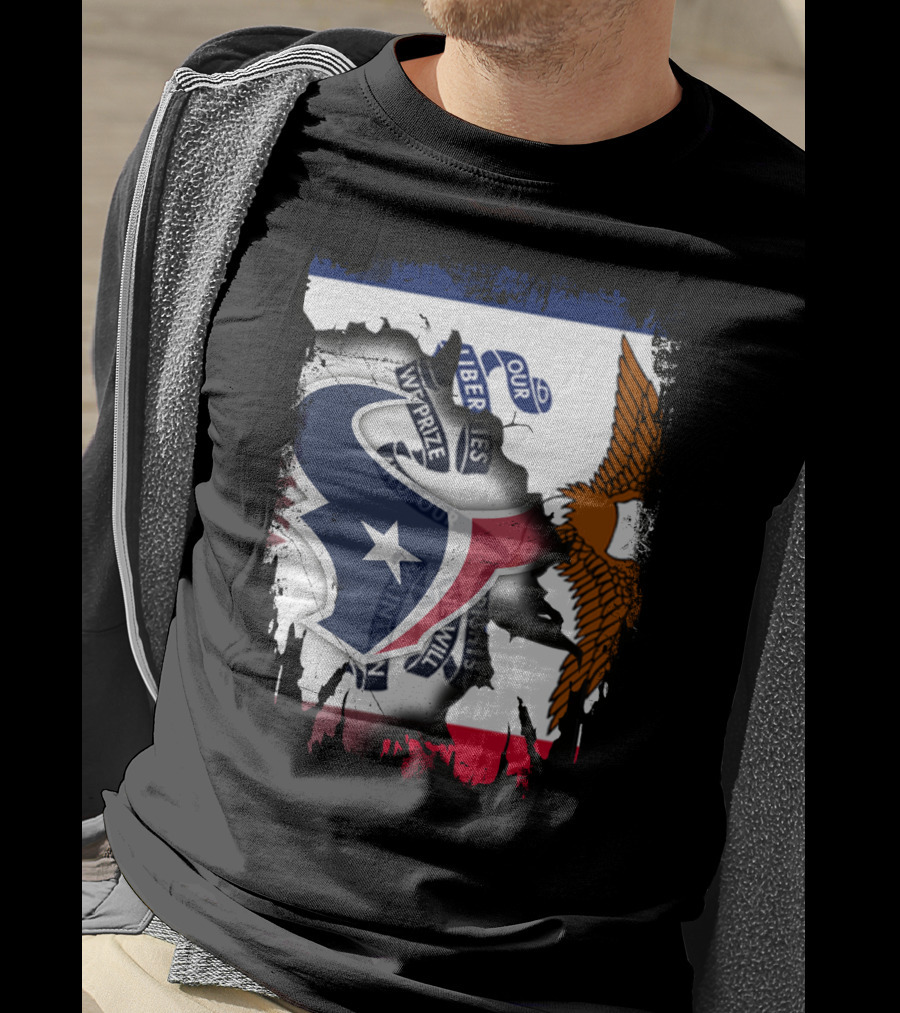 Iowa Flag And Texas Texans Symbol Unity T-Shirt