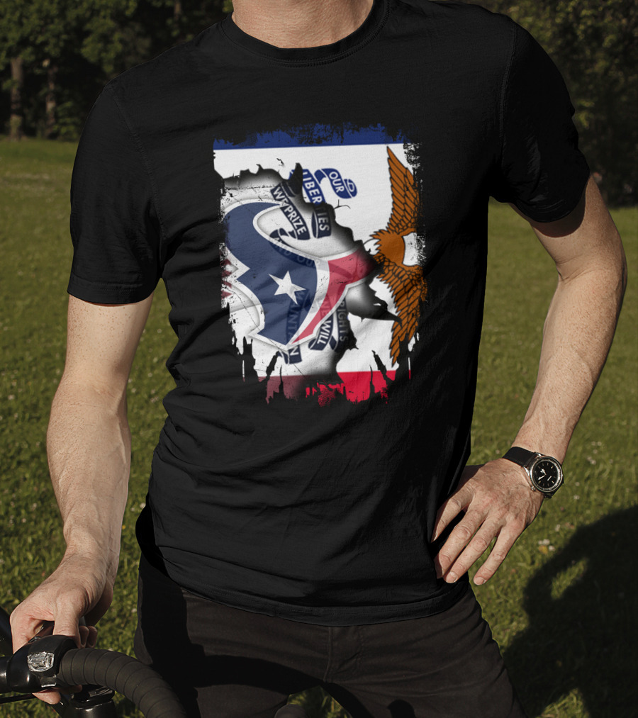 Iowa Flag And Texas Texans Symbol Unity T-Shirt