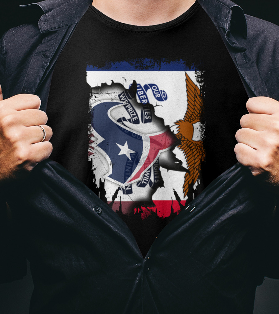 Iowa Flag And Texas Texans Symbol Unity T-Shirt