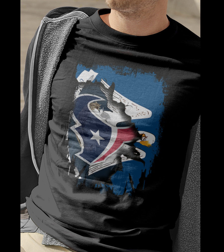 Together Louisiana With Texans Bald Eagle Hidden Flag Fusion T-Shirt
