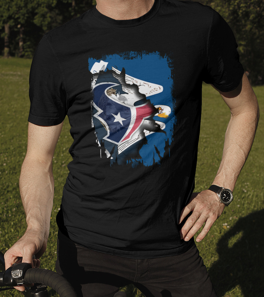 Together Louisiana With Texans Bald Eagle Hidden Flag Fusion T-Shirt