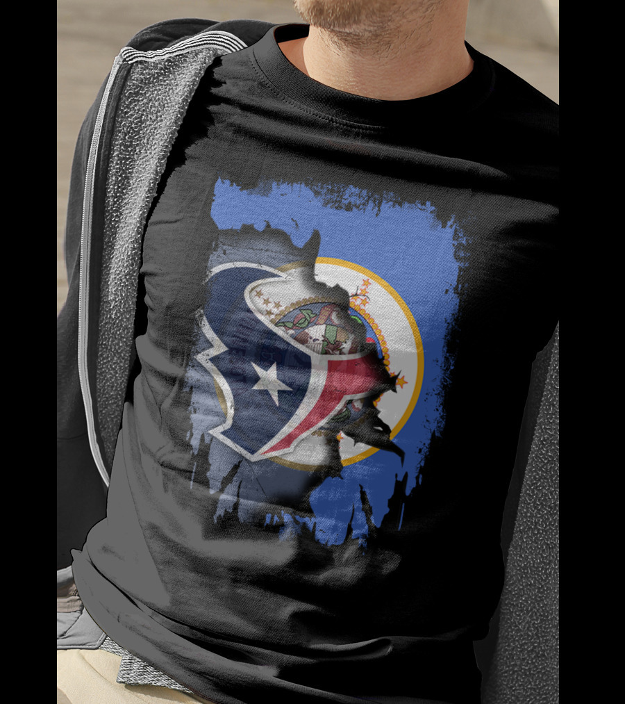 Minnesota And Texans United: Shield And Seal Fusion T-Shirt