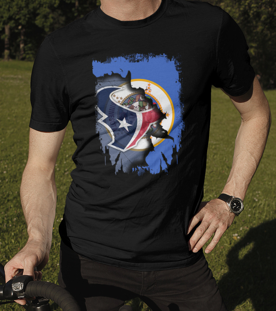 Minnesota And Texans United: Shield And Seal Fusion T-Shirt