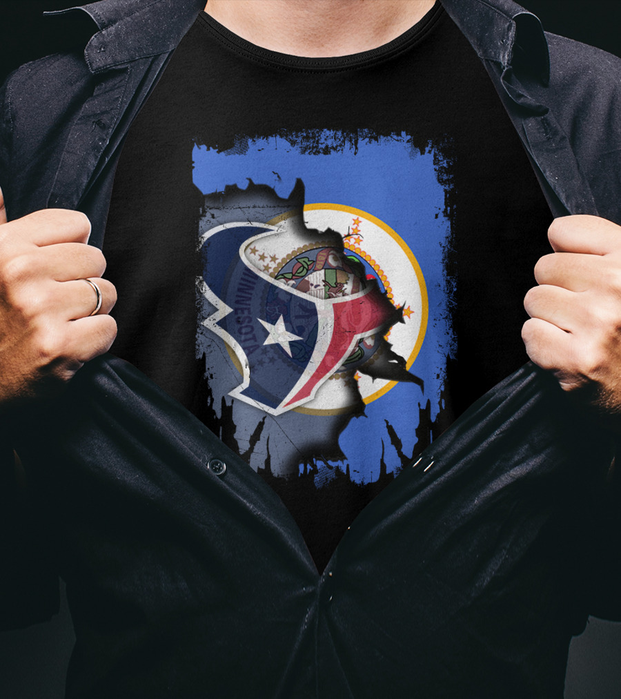 Minnesota And Texans United: Shield And Seal Fusion T-Shirt