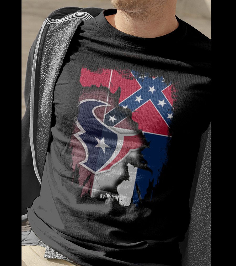 Mississippi Flags And Texans NFL Logo Integration T-Shirt