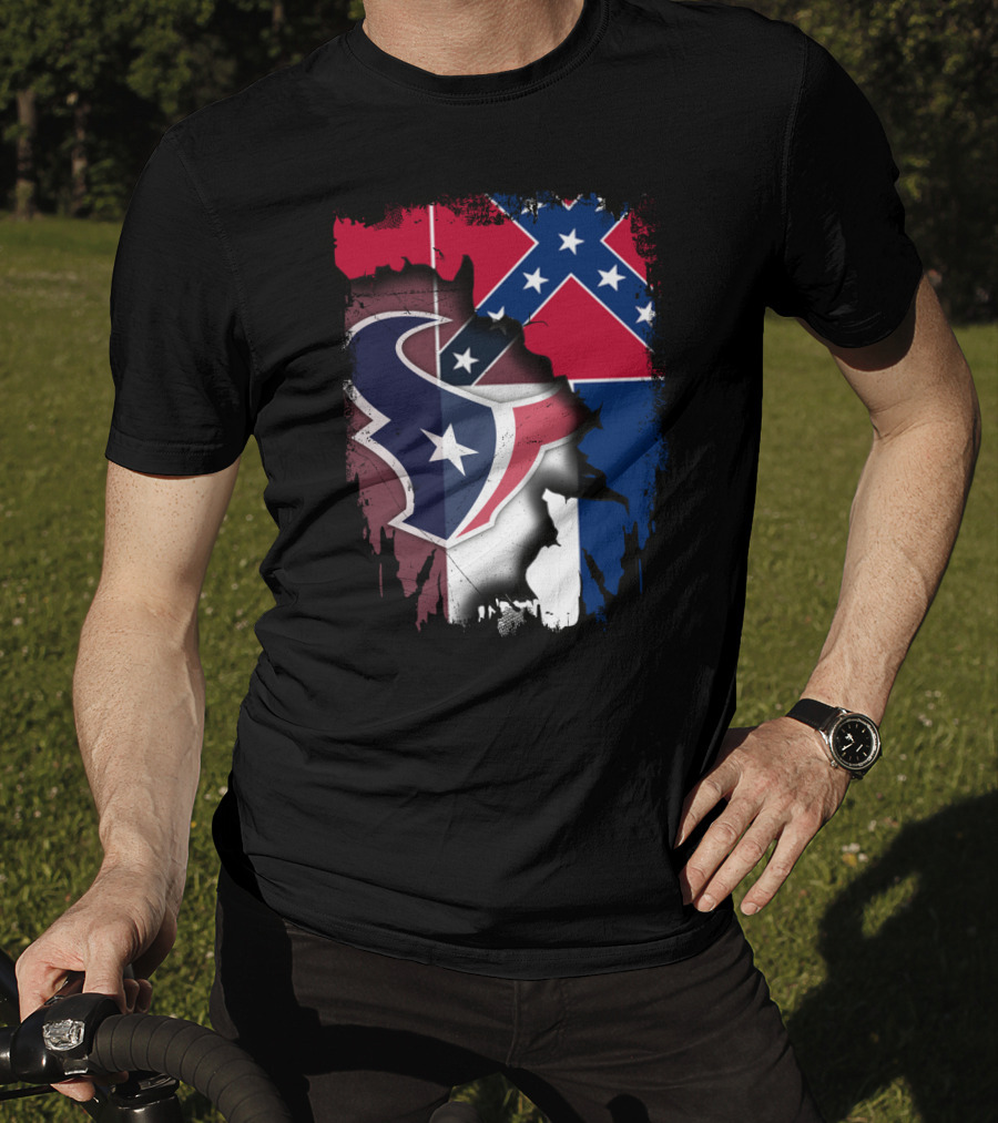 Mississippi Flags And Texans NFL Logo Integration T-Shirt