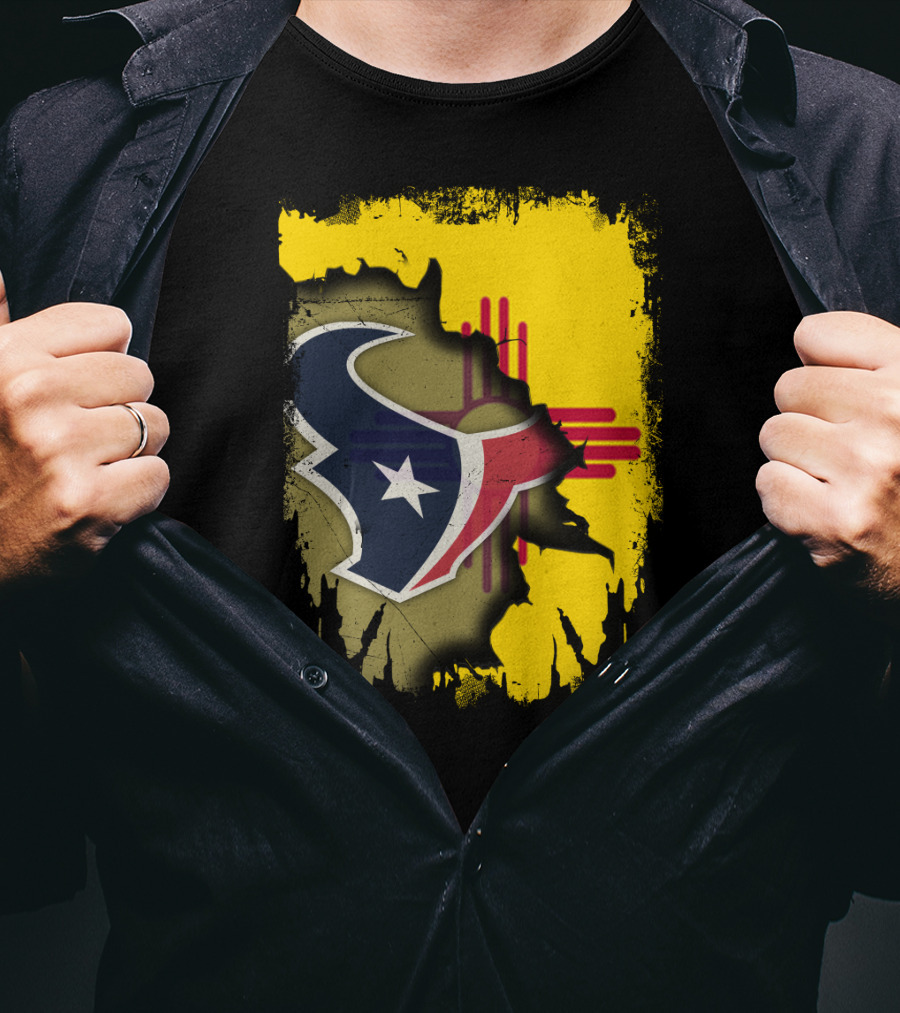New Mexico And Texas Unite With Texans Football Logo On Zia T-Shirt