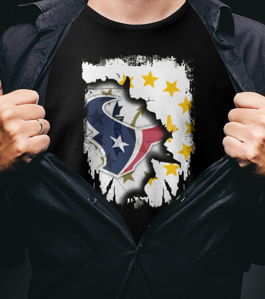 Rhode Island And Texans Star Logo Merge With Together T-Shirt
