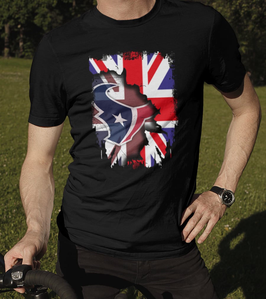 United Kingdom Flag With Texans Football Logo Fusion T-Shirt