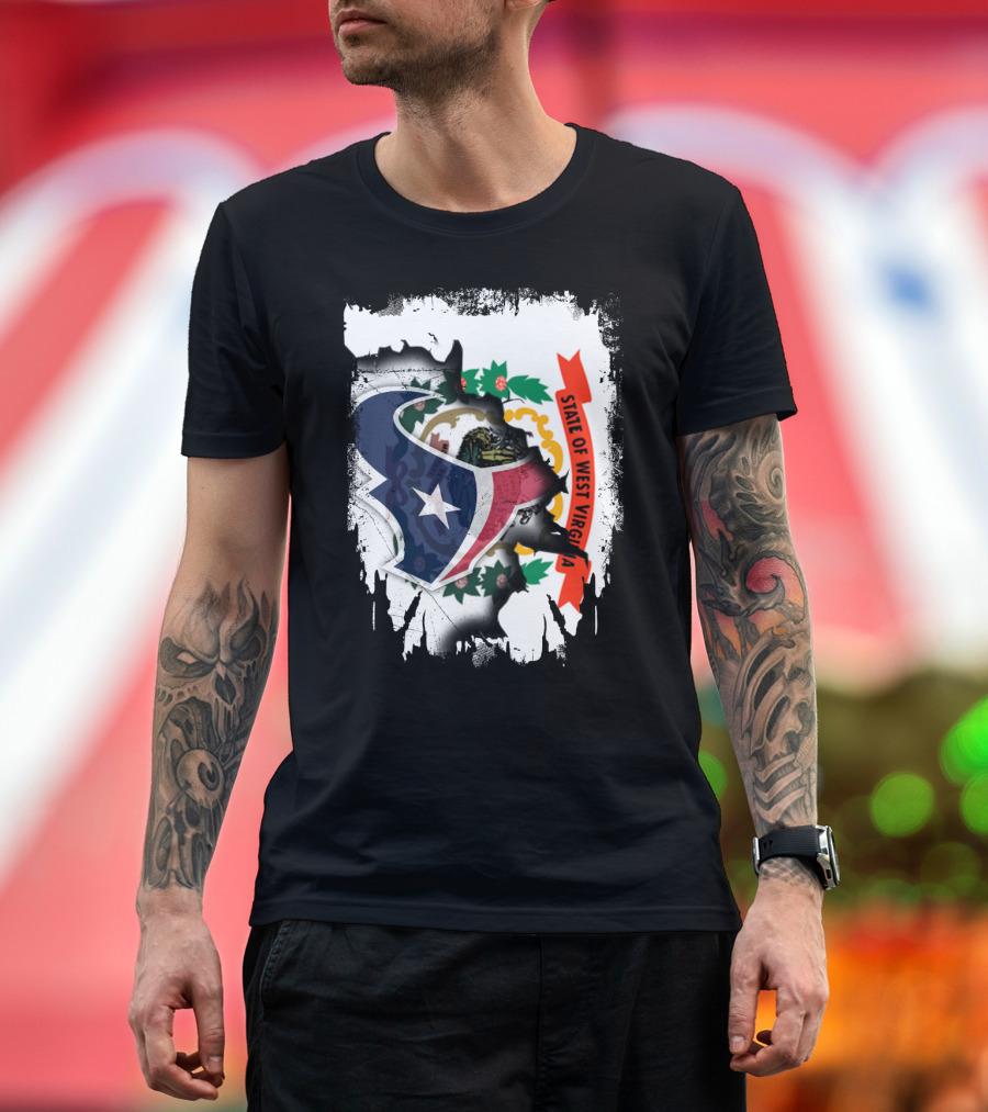 State of West Virginia with Texans Football Team T-Shirt