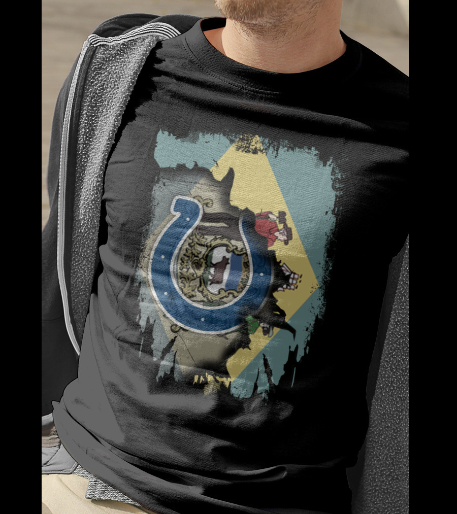 Together Delaware With Colts Horseshoe Flag Emblem T-Shirt