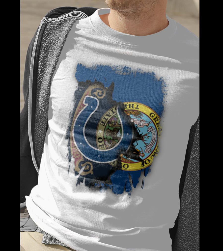 Idaho State Flag And Colts Horseshoe United T-Shirt