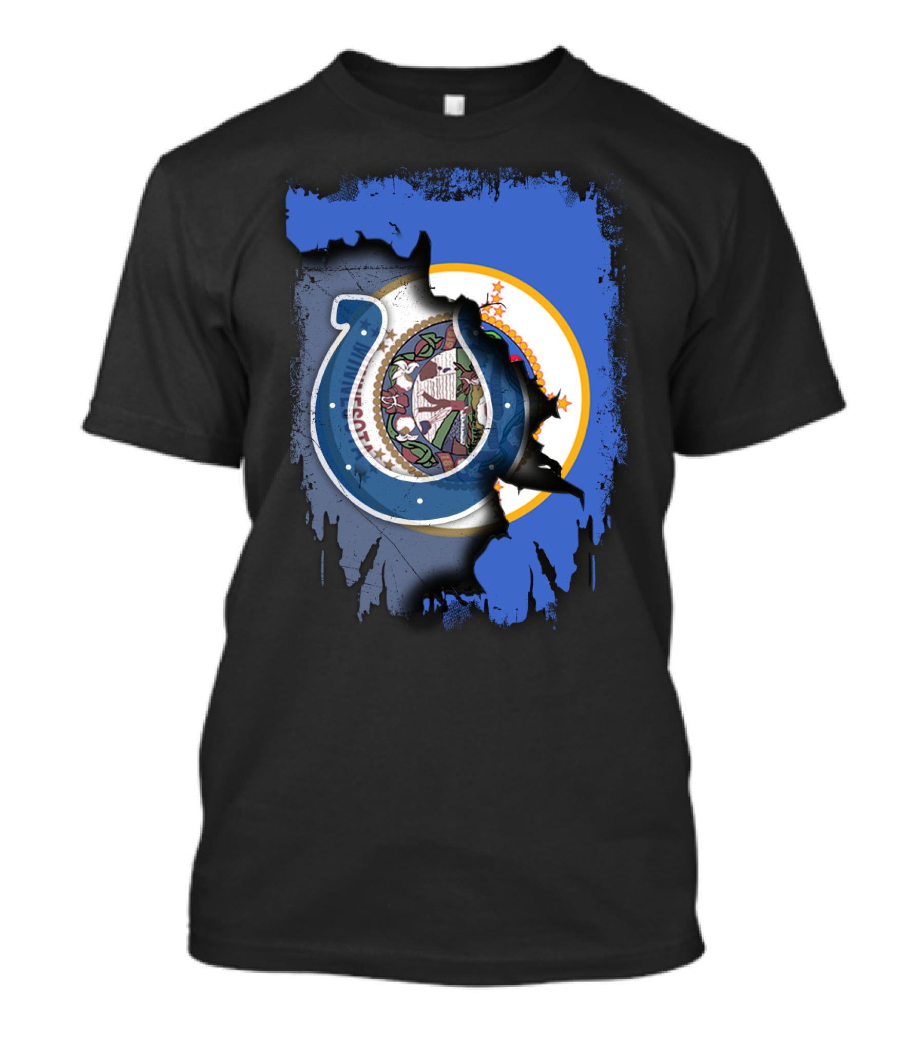 Minnesota State Flag And Indianapolis Colts Logo Overlap T-Shirt