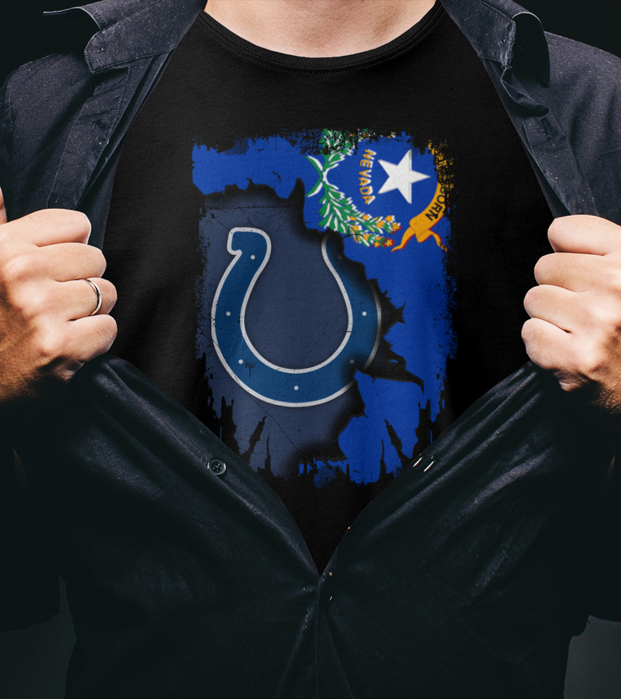 Nevada State Pride With Colts Horseshoe T-Shirt