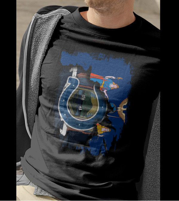 New York Emblem With Indianapolis Colts Horseshoe T-Shirt