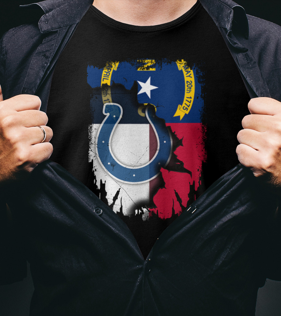 Together North Carolina Colts Blue Horseshoe Flag T-Shirt