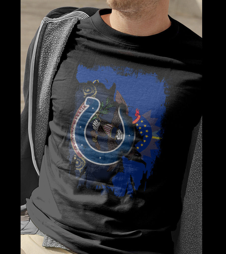 North Dakota Flag Overlay With Colts T-Shirt