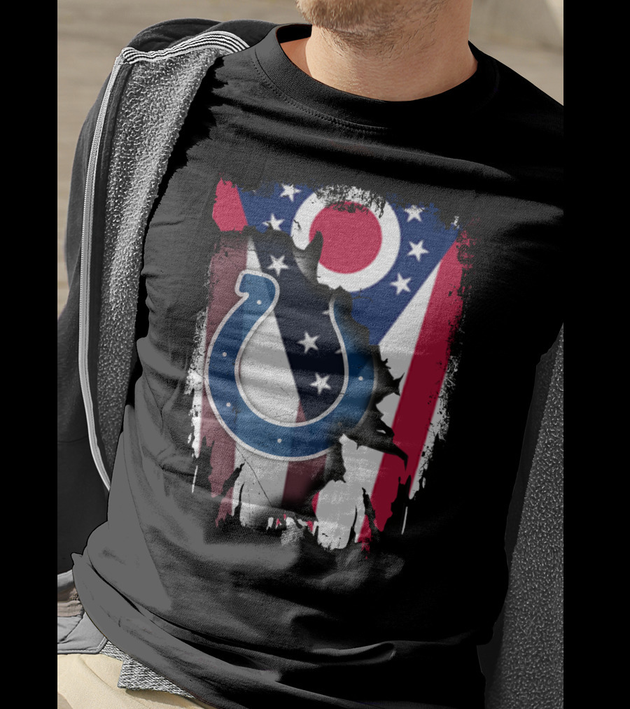 Together Ohio Flag With Colts Horseshoe T-Shirt