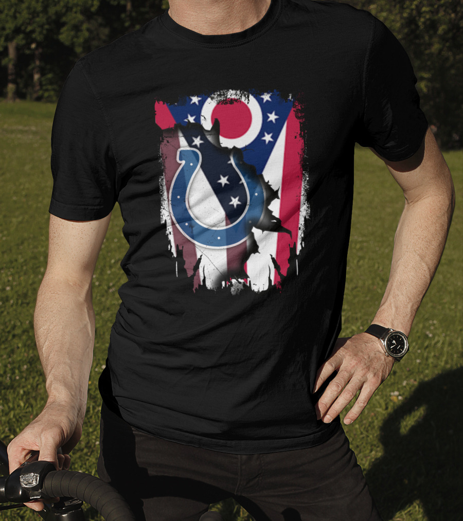 Together Ohio Flag With Colts Horseshoe T-Shirt