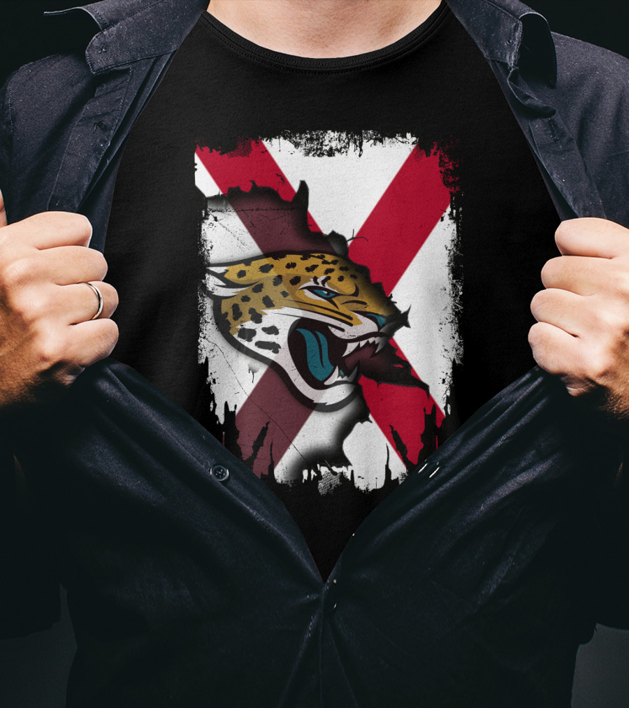 Together Alabama With Jaguars Roaring Over Flag T-Shirt