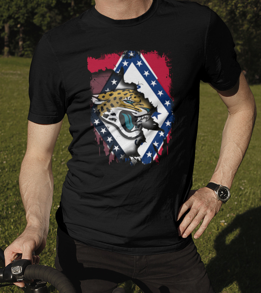 Arkansas Flag With Jaguars Logo Integration T-Shirt