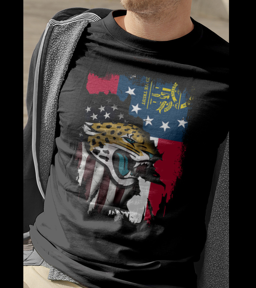 Together Georgia Flag Grunge With Jaguars American Patriotism T-Shirt