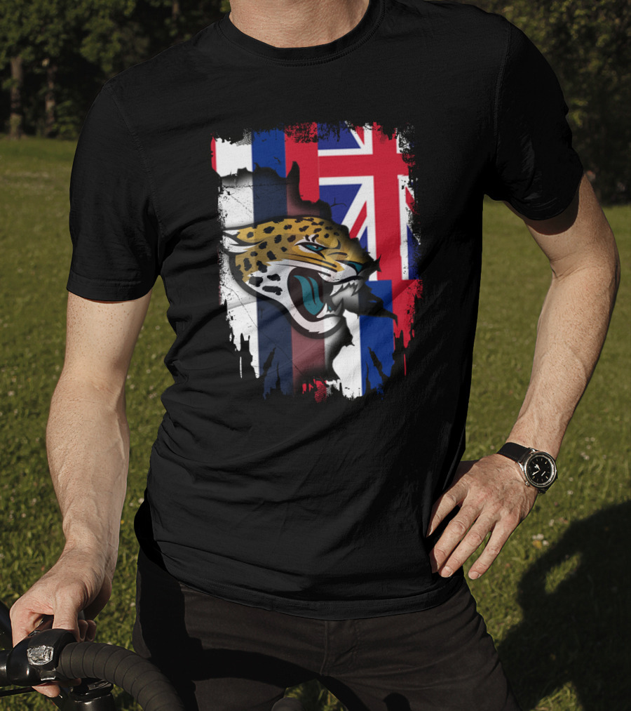 Together Hawaii Union Flag Jaguars Roaring Face T-Shirt
