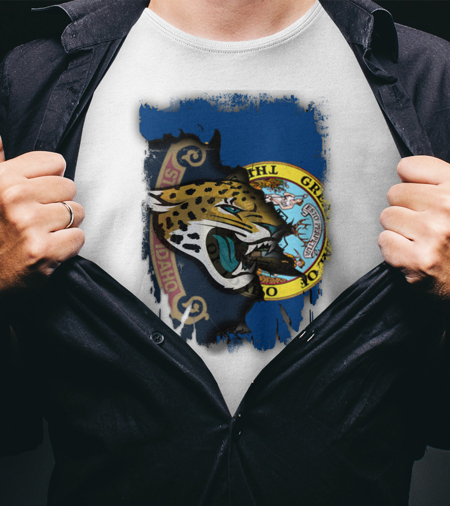 Idaho State Seal And Jaguar Head Combination T-Shirt