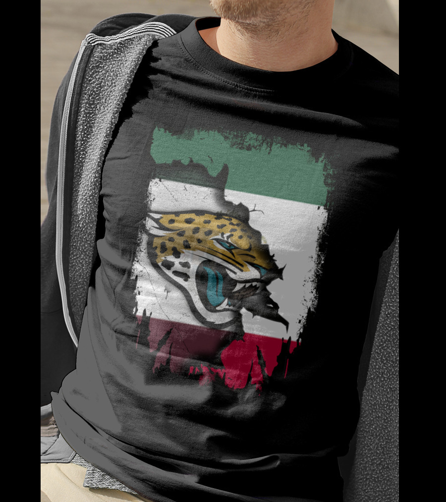 Together Mexico With Jaguars Flag And Fierce Face T-Shirt