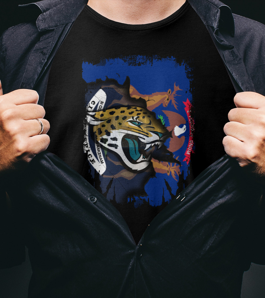 Together Michigan With Jaguars Featuring State Emblem And Fierce Cat T-Shirt