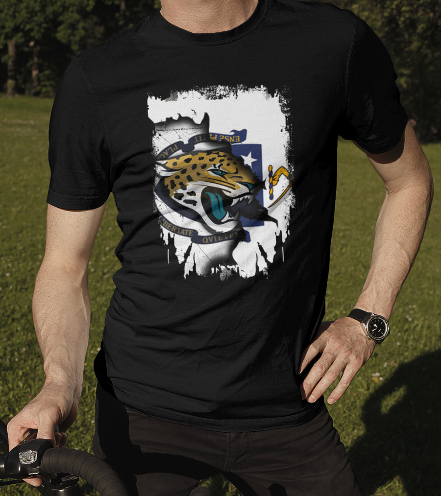 Massachusetts State Flag With Jaguar Head Emblem T-Shirt