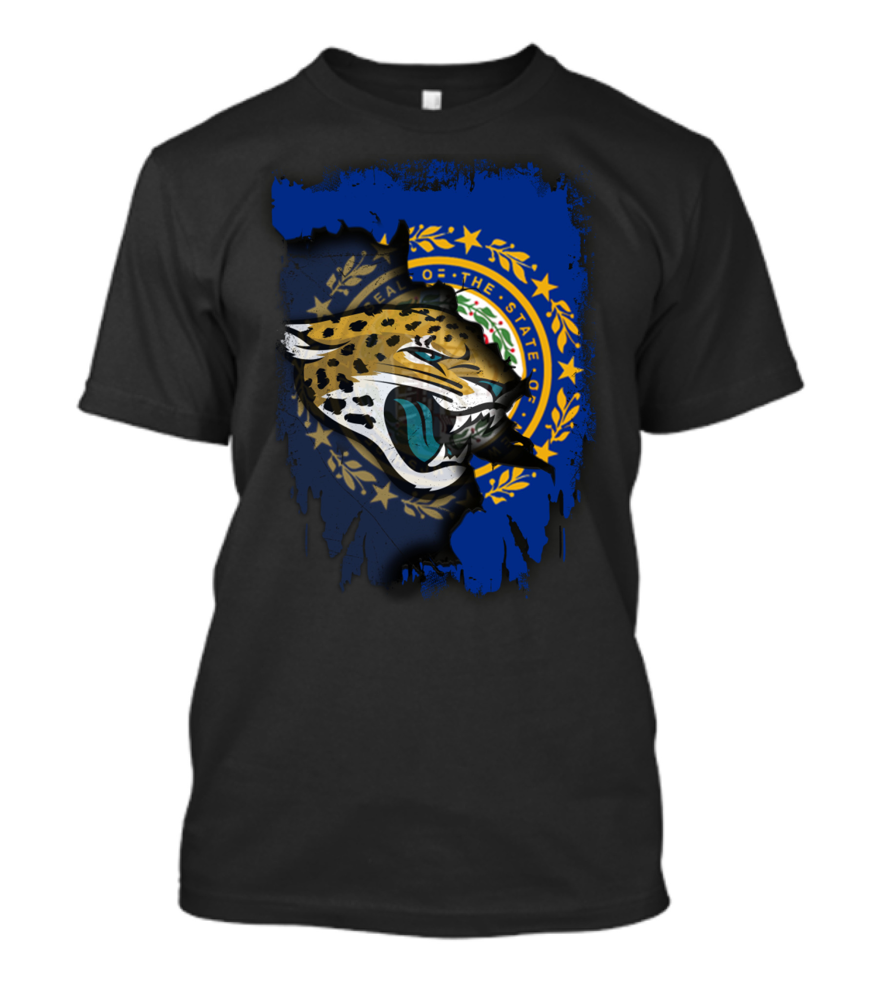 New Hampshire State Seal And Jaguars Football Fusion T-Shirt