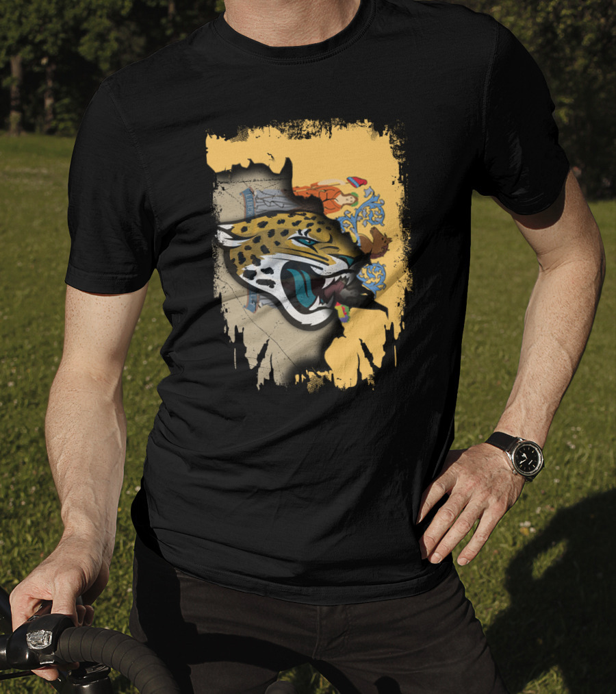New Jersey Flag With Jaguars Emblem Integration T-Shirt