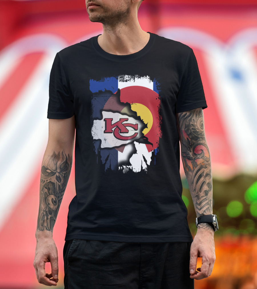 Colorado Pride with Kansas City Chiefs Logo Fusion T-Shirt