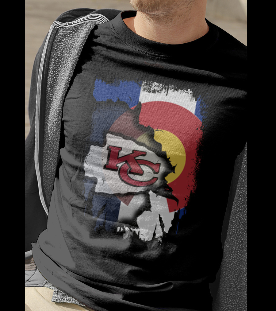 Colorado Pride With Kansas City Chiefs Logo Fusion T-Shirt