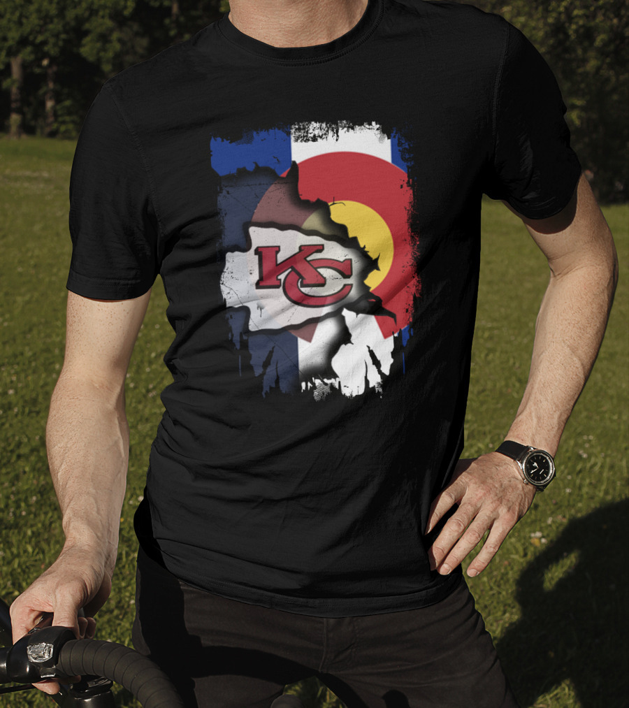 Colorado Pride With Kansas City Chiefs Logo Fusion T-Shirt