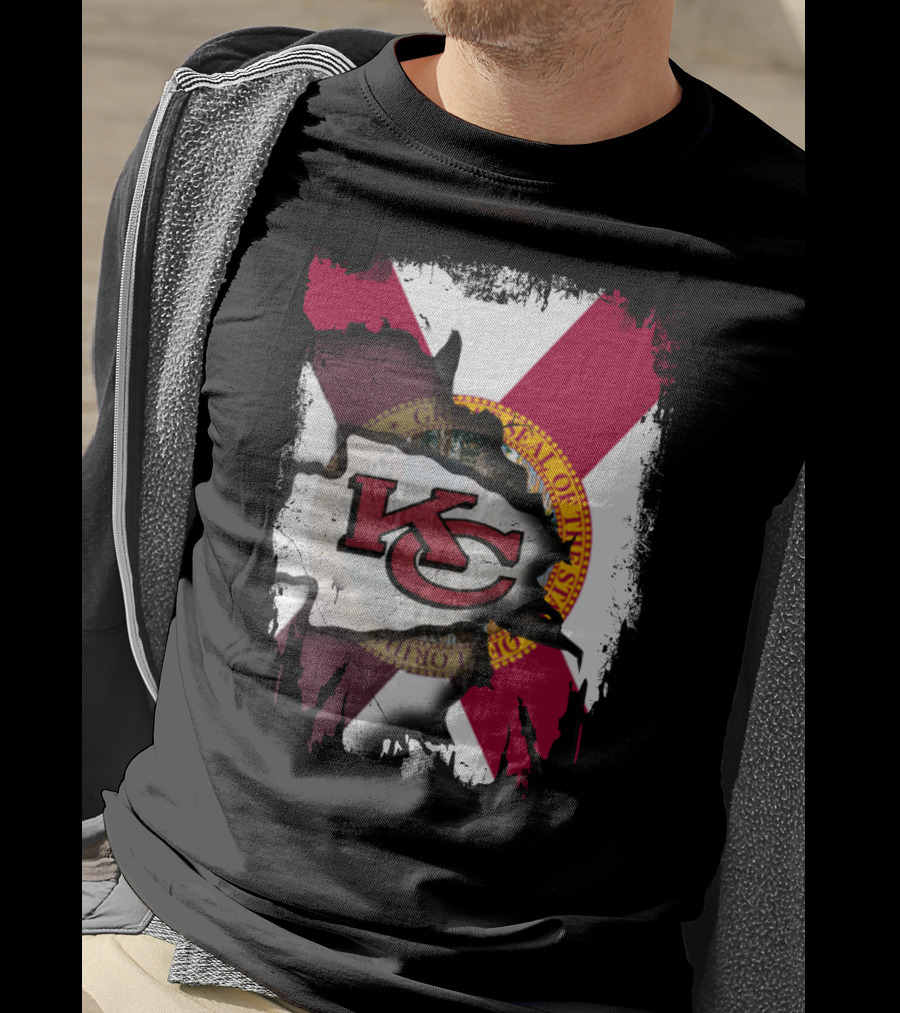 Florida State Flag With KC Chiefs Logo Integration T-Shirt